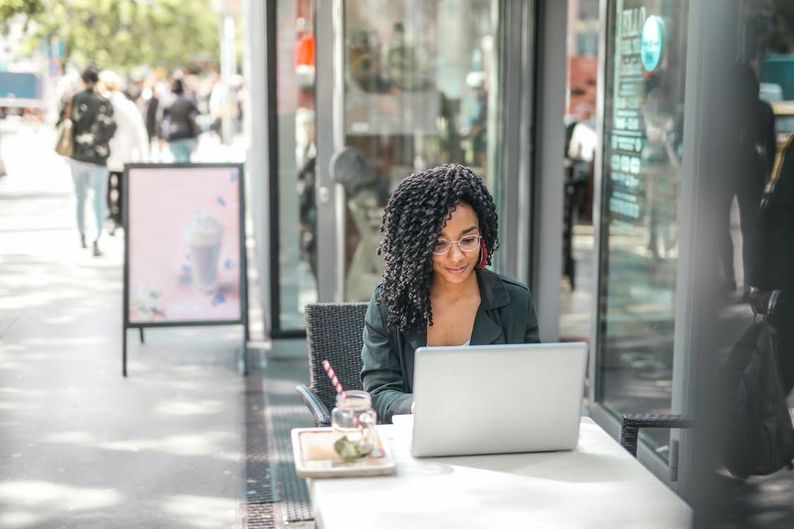 woman using laptop