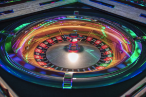 A roulette wheel in a casino