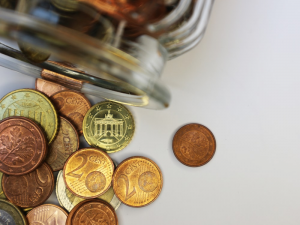 Coins in a glass jar