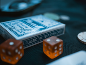 Gambling deck and dices