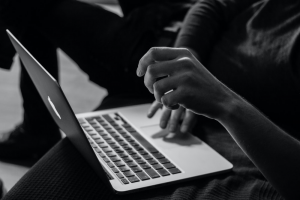 Person taking part in online gambling