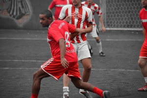 Football players during a match