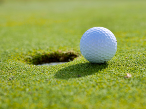 A golf ball on the grass