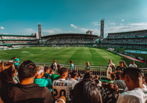 Crowd watching a soccer game