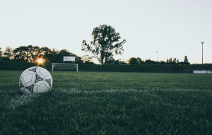 A football in a grass field