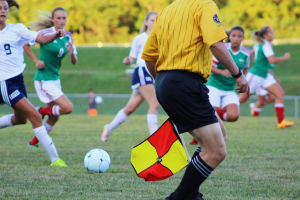 Women playing soccer
