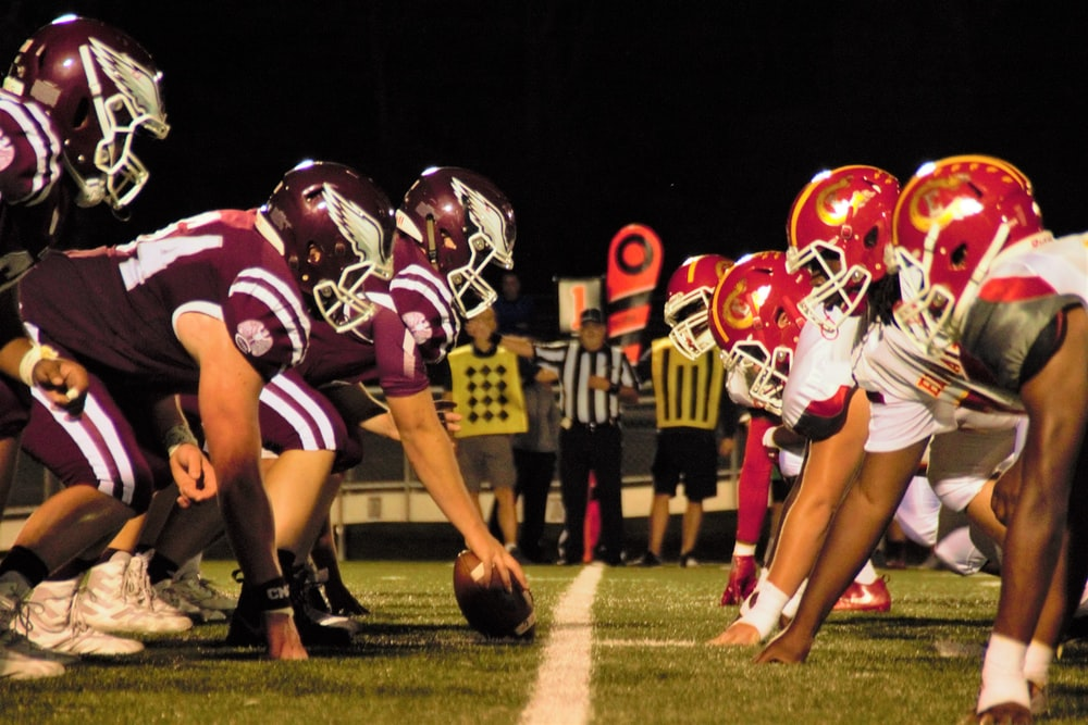 Two NFL teams facing off as the game starts