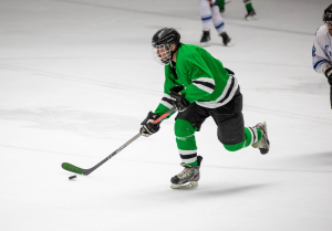 A person playing hockey