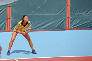 An athlete playing tennis
