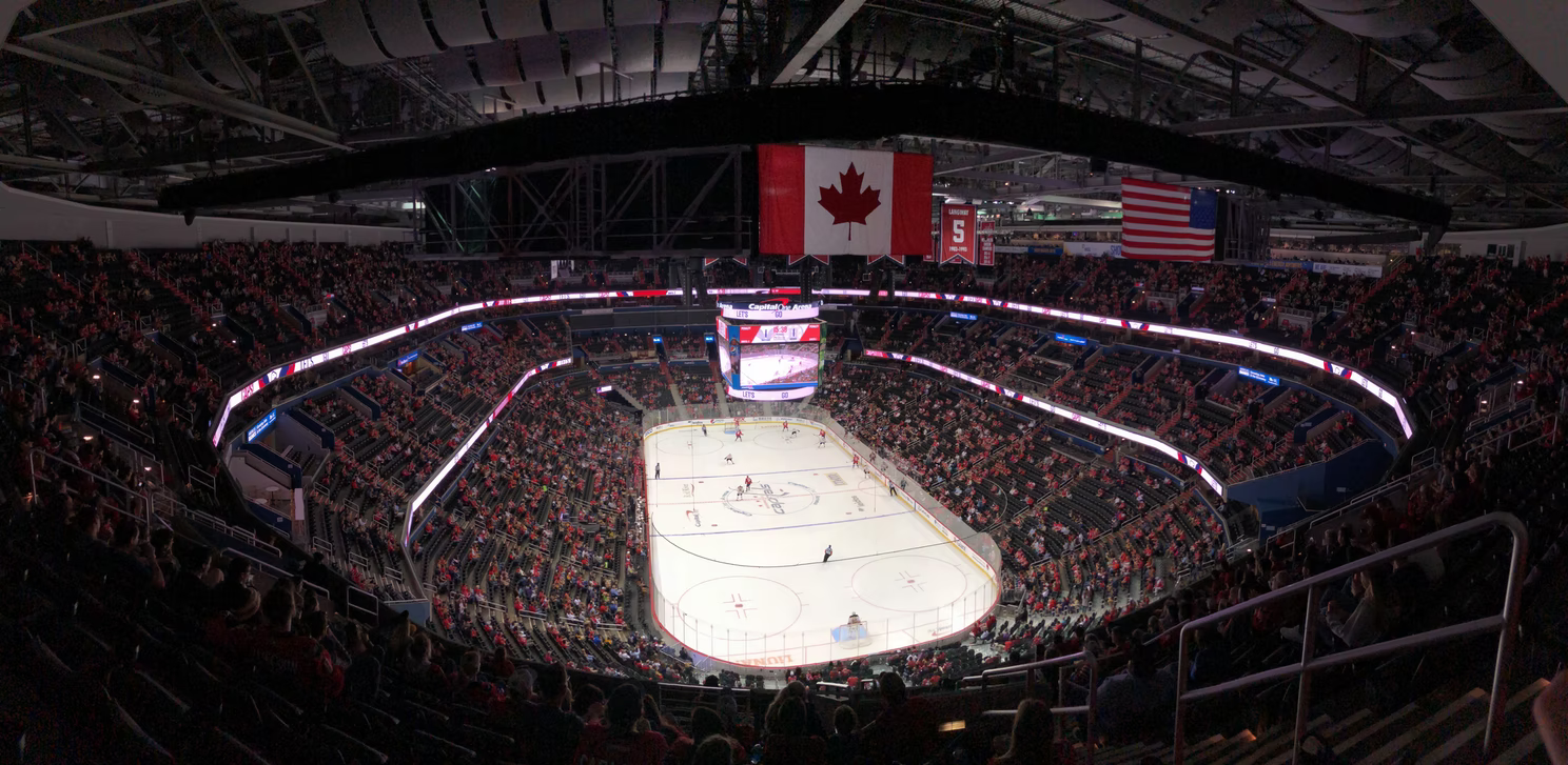 An ice hockey game between Canada and the US