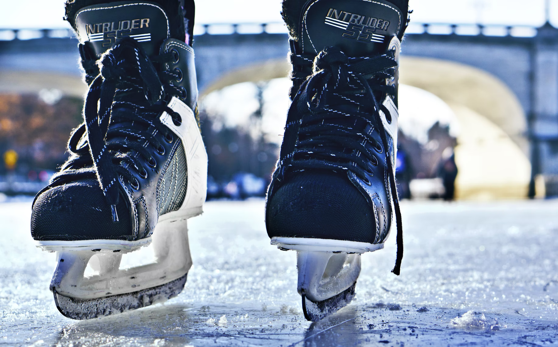 An ice hockey player’s skates