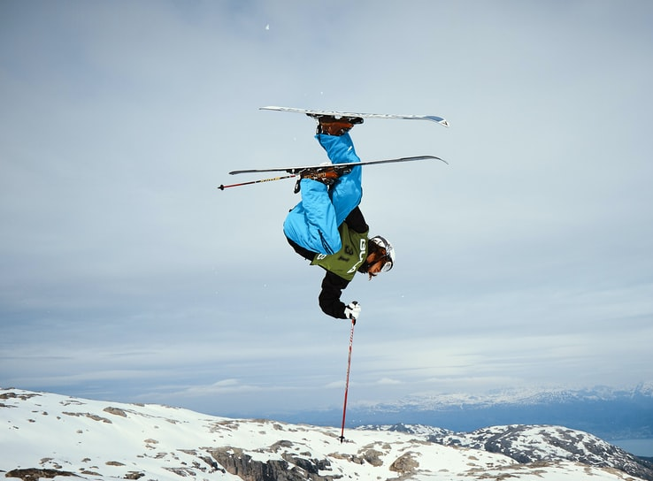 A ski jumper doing their routine