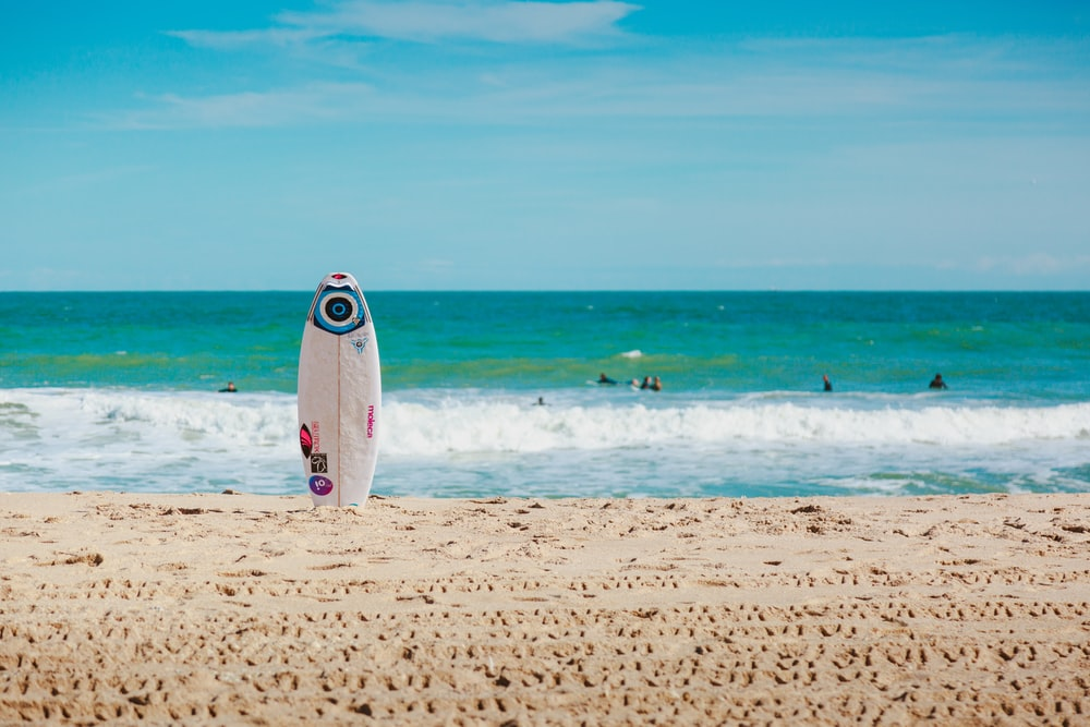 A surfboard at the beach