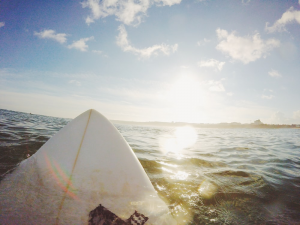 A surfboard in the sea