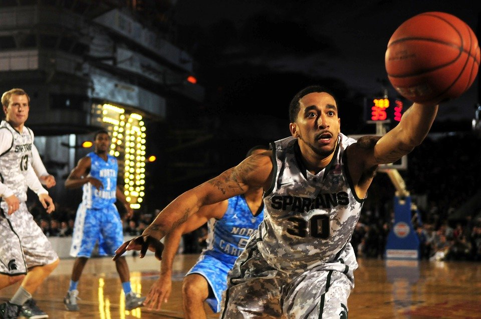 Player holding the basketball   