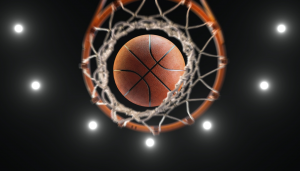 Ball going through the hoop at NBA