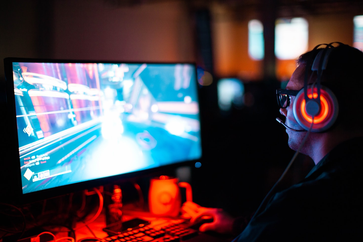 A person playing video games