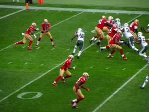 An NFL game underway.