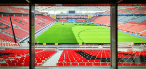 A picture of an empty football stadium