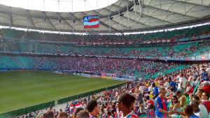 A Premier League match being watched by spectators