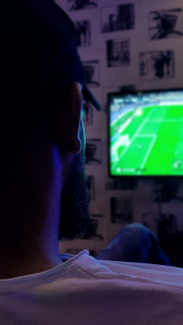 A football bettor watching the FA Cup tournament