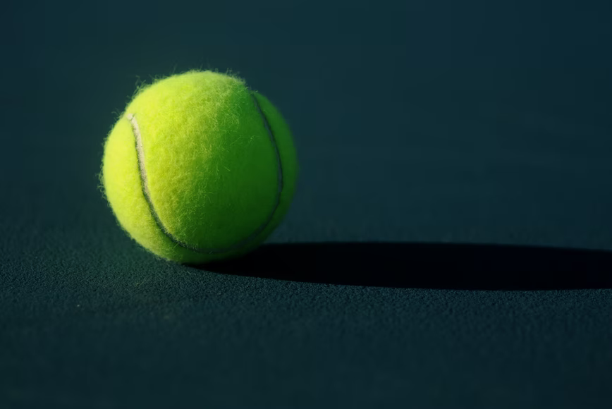 A tennis ball during a game