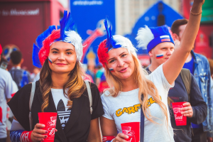 Two football fans in Russia