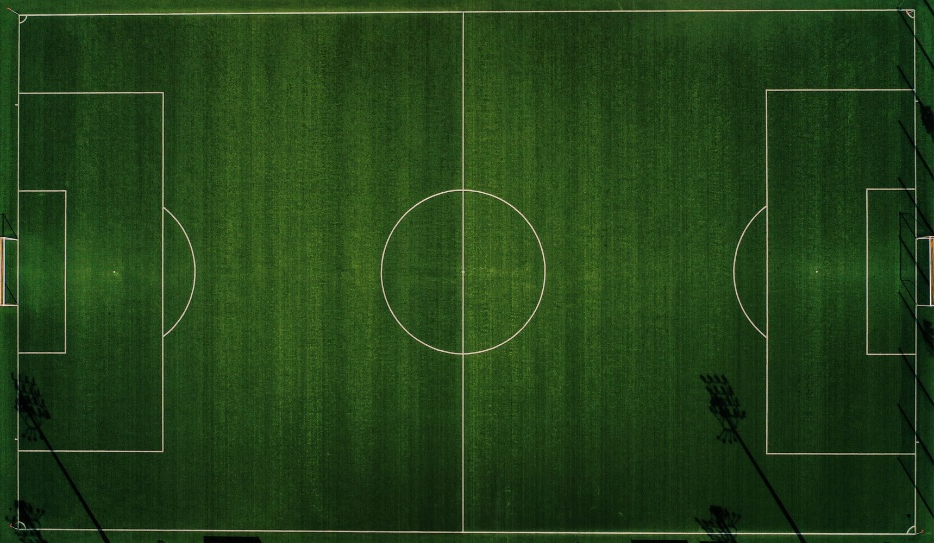 A soccer field’s aerial view