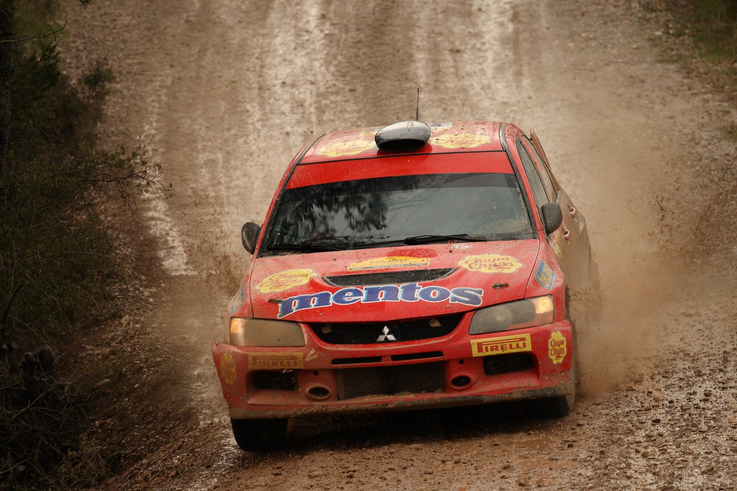 Racing car on a dirt track