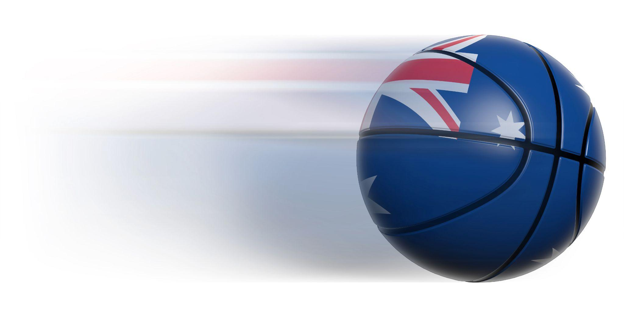 A basketball with the Australian flag on it
