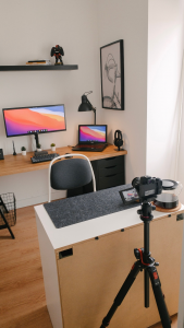A podcast recording setup.