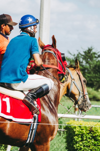 a man riding on horse
