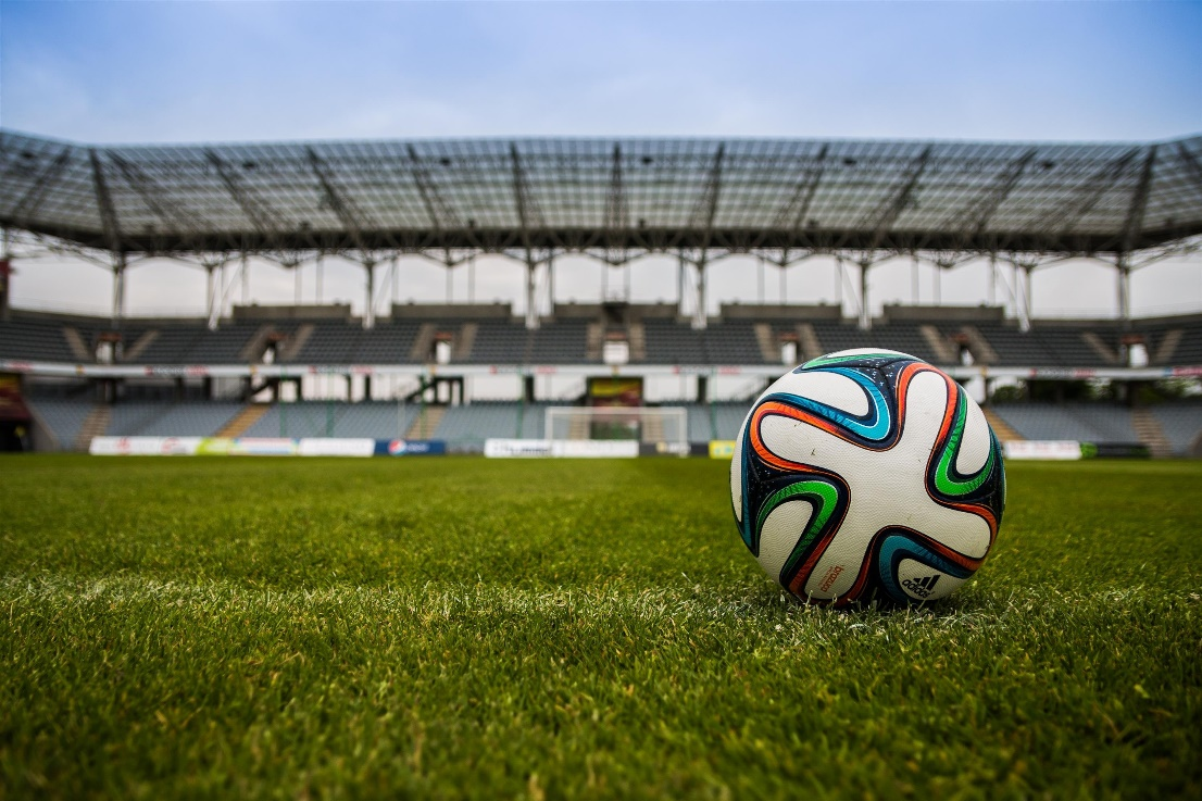 A soccer ball on a grass field.