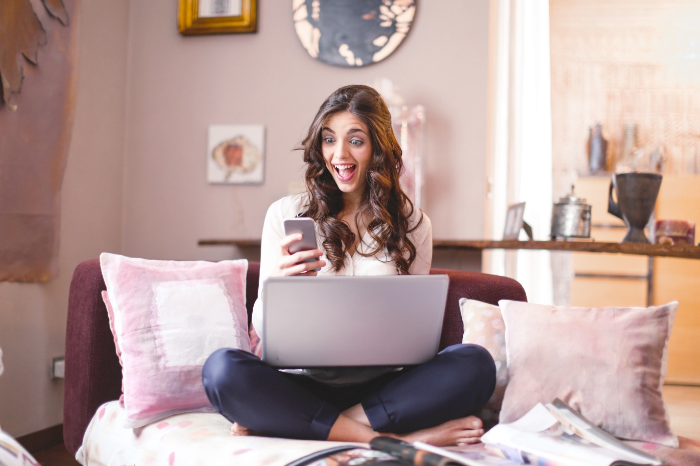 a woman wins an online bet