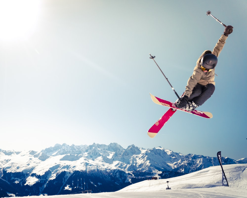 A skier jumping in the air
