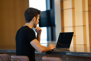 A person using a laptop