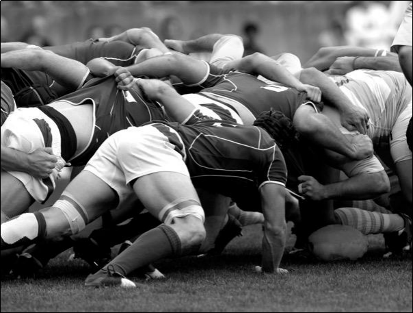 NFL players amid a game