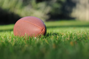 A football on a field
