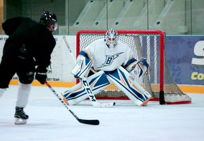 a player trying to score a goal