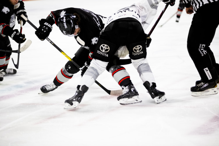 an ice hockey match underway