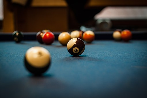 Snookers ball scattered on the table