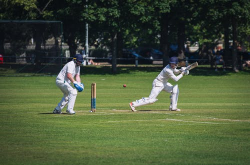 Two players playing cricket