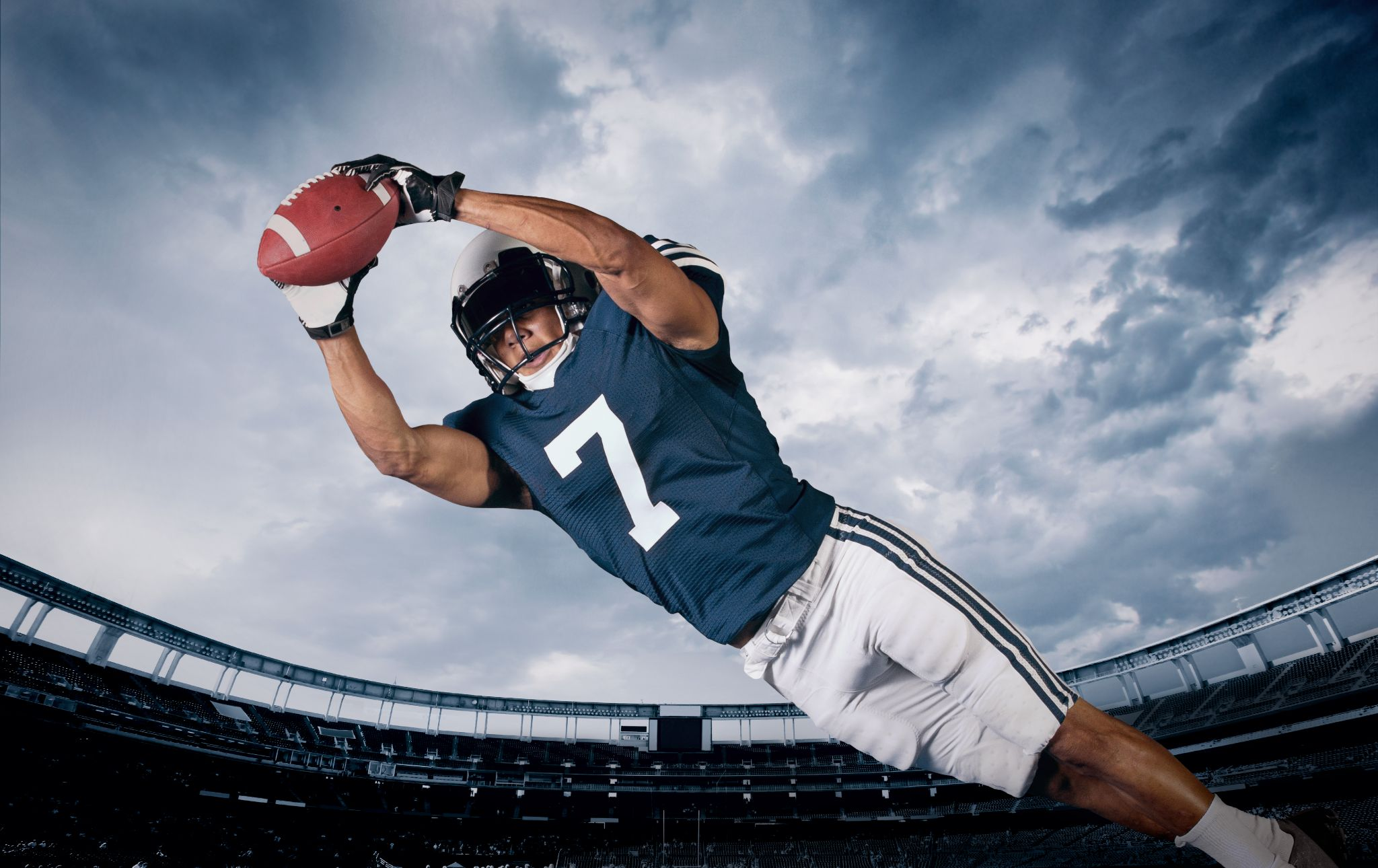 A football player during the Super Bowl