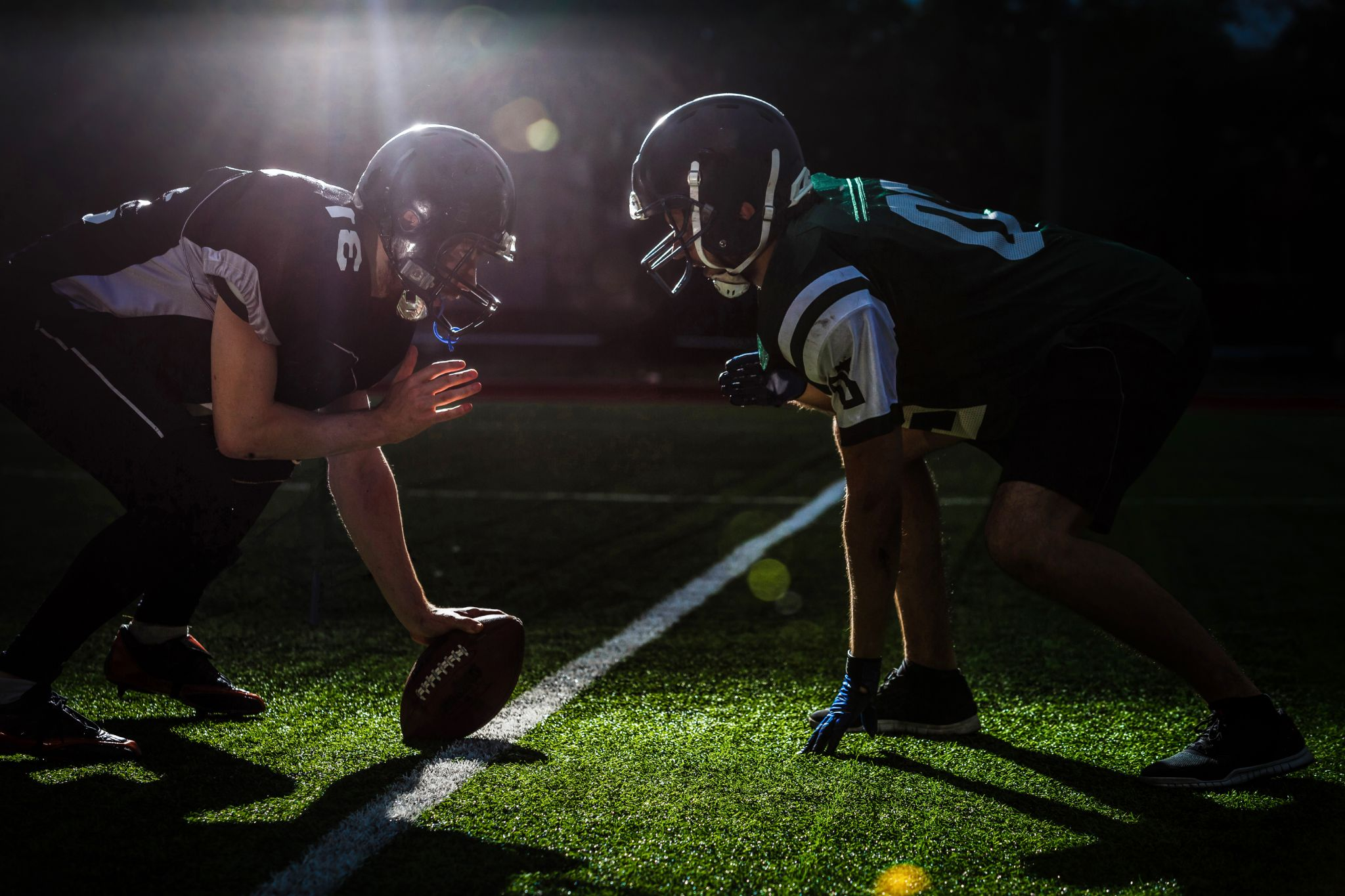 football players ready to start a match