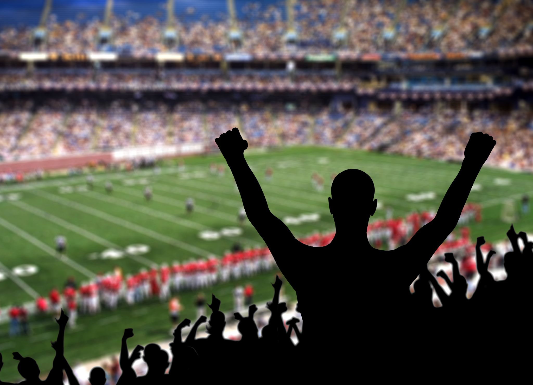 an American football game at a stadium