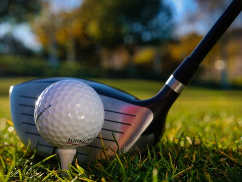 Closeup of a golf ball