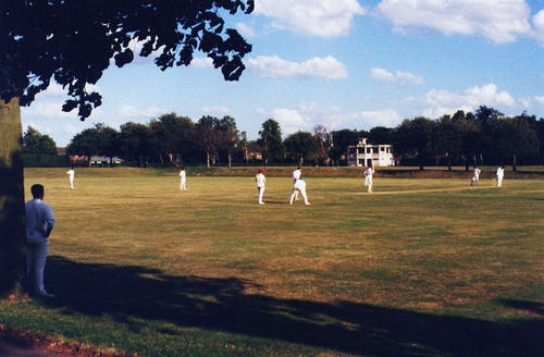 Team playing at the cricket ground