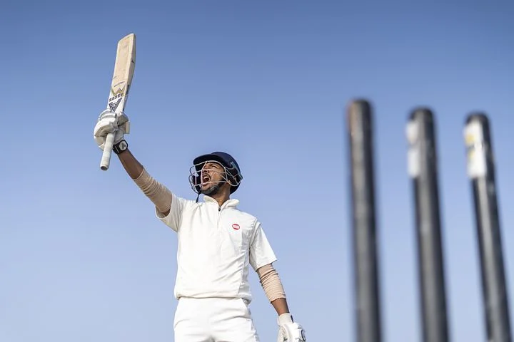 Cricketer holding bat