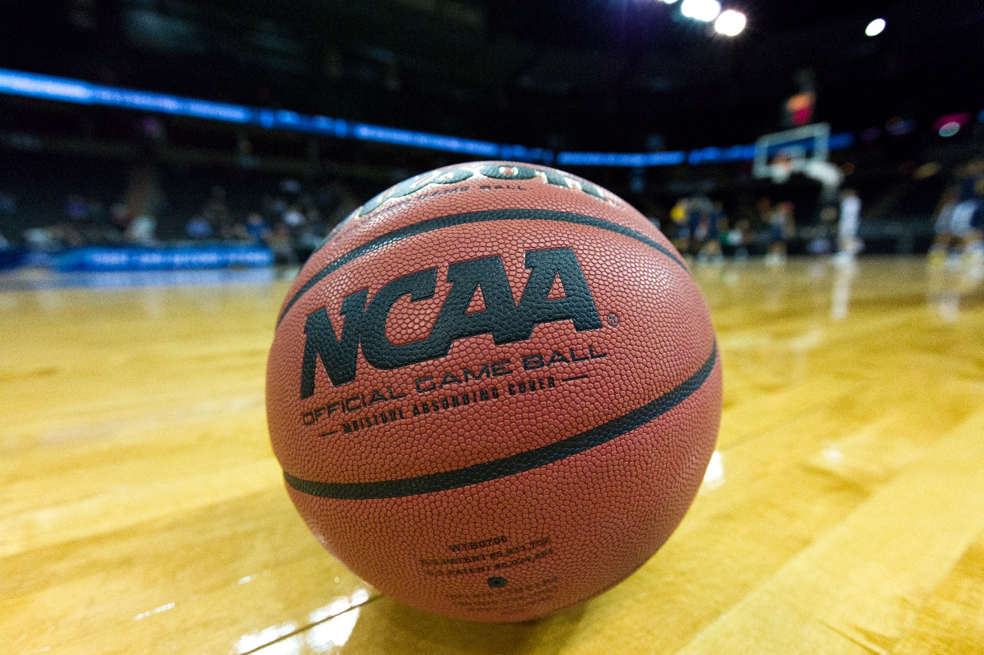 A basketball in a court