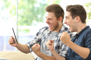 two guys celebrating